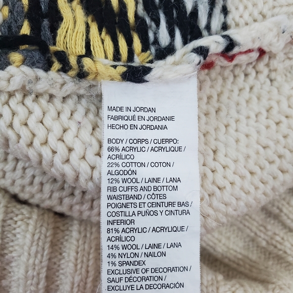 Izod Wool Blend Nordic Winter 1/4 Zip Knit Sweater Size LG Mens Snowflake - Picture 11 of 12